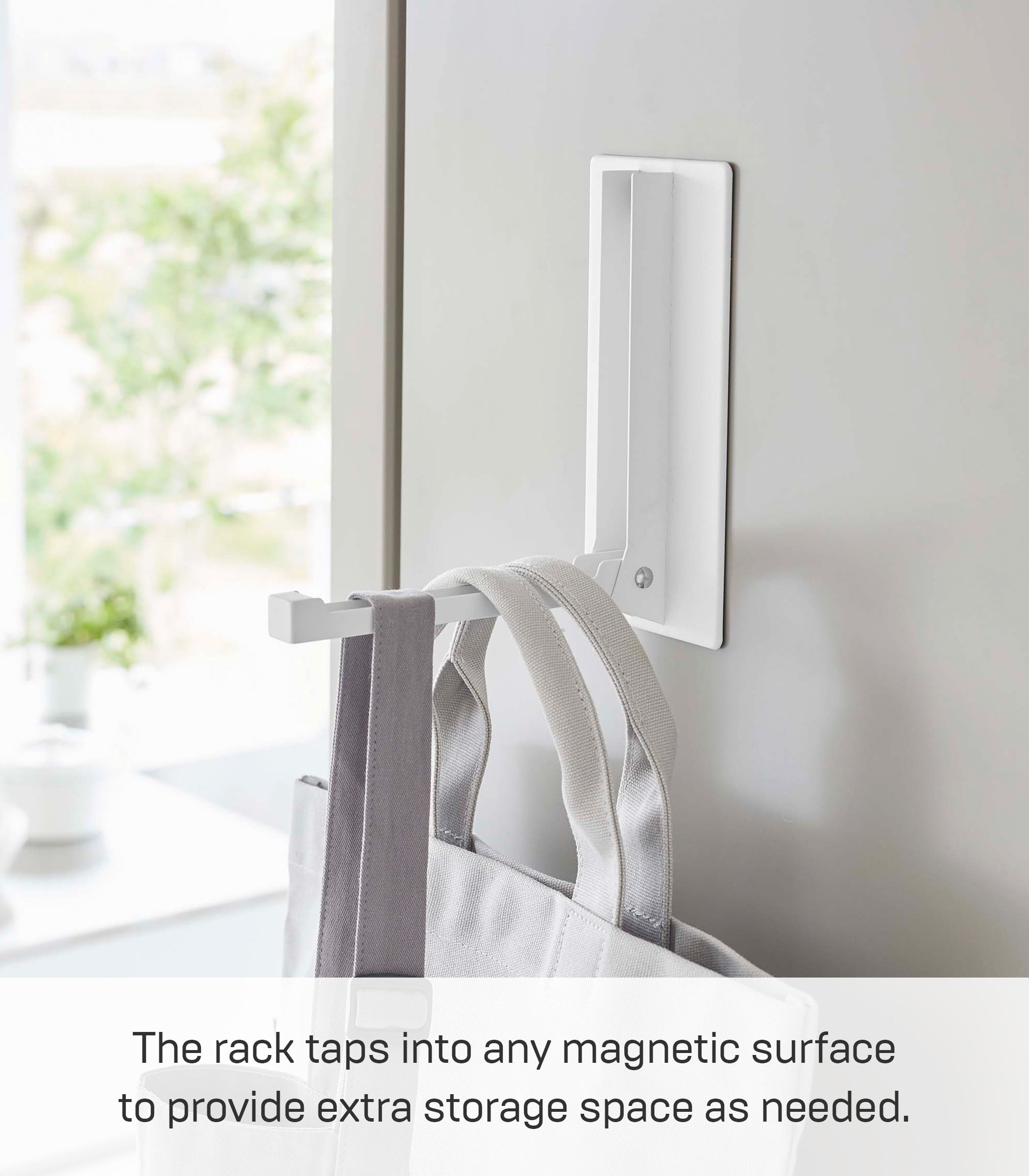Yamazaki Home Magnetic Folding Hook, White, Steel, Supports 3.3 pounds, Magnetic, No Assembly