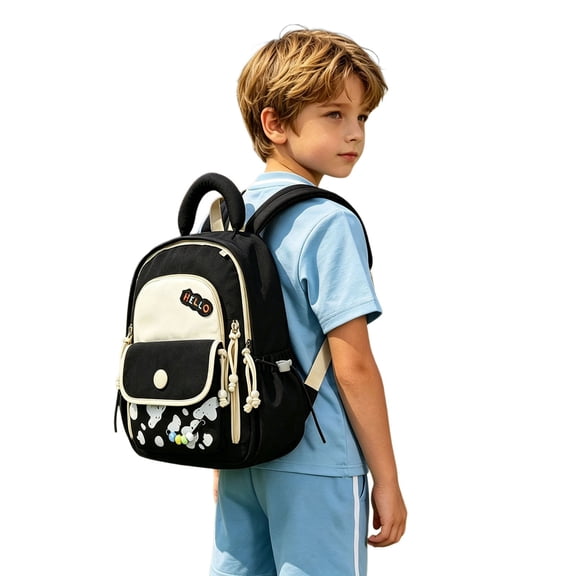 Weebloom School Backpack For Kids Boys Girls Cute Lightweight Outdoor Travel Backpack Stylish Color Casual Kindergarten Daypack Bookbag Preschool Elementary Black