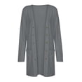 thumbnail image 6 of Tiqkatyck Womens Long Sleeve Tops Women's Solid Color Long Sleeve Cardigan Fashion Temperament Loose Comfortable Cardigan Trench Coats for Women Grey, 6 of 6