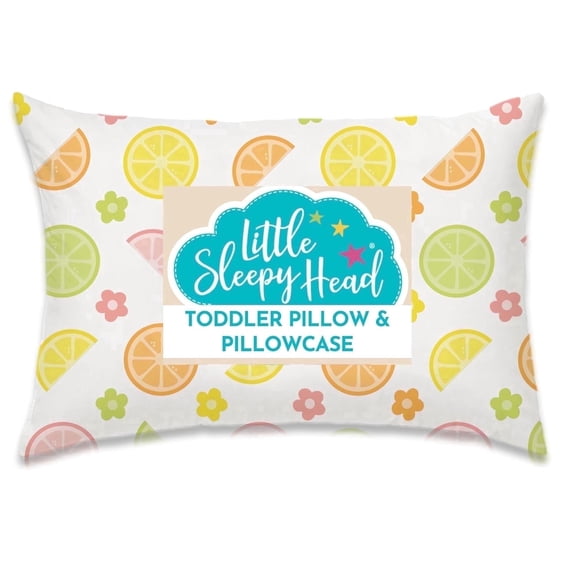 Little Sleepy Head Toddler Pillow with Pillowcase (Citrus Blossom) Best Pillow for Kids! 13x18"