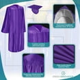 thumbnail image 6 of Endea Graduation Shiny Purple Graduation Gown  Cap, 6 of 9