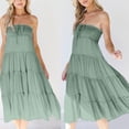 thumbnail image 5 of qolati Maxi Skirts for Women Long Beach Skirts Pleated Skirts for Women Summer Elastic Waist Boho Ruffled Flowy Skirt Size L, 5 of 9