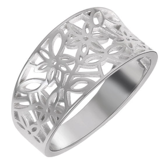 Victorian Leaf Filigree Vintage Style Ring Sterling Silver Size 12