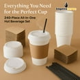 thumbnail image 2 of Impresserve 12oz Paper Coffee Cups with Lids, Sleeves & Stirrers, 240 Pack – White Disposable Hot Drink Cups for Coffee, Tea, Hot Chocolate, To-Go & Parties, 2 of 10