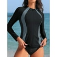 thumbnail image 6 of Asoul Rash Guard for Women Full Zip, Zip Up Long Sleeve Swim Shirts for Women, Surfing Top UPF 50+ SPF Sun & UV Protection, 6 of 7