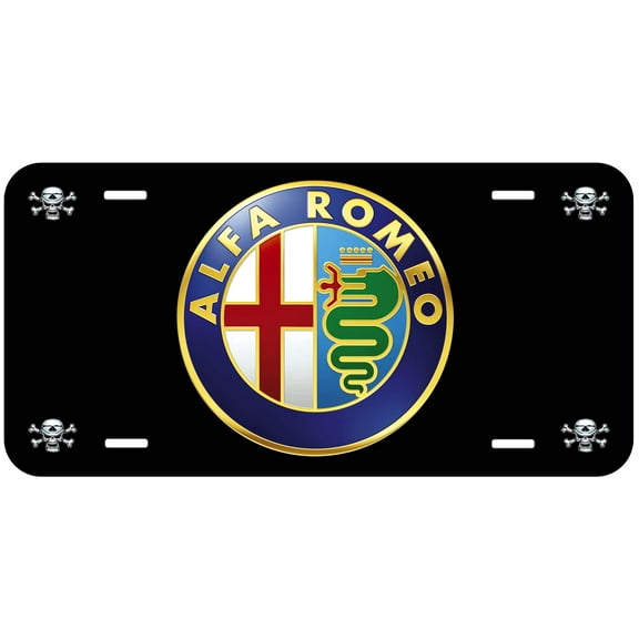 Alfa Romeo Black with Skull Novelty Car Auto License Plate