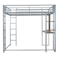 thumbnail image 5 of Bellemave Full Size Loft Bed with Desk and Shelves, Metal Loft Beds Frame Built-in 2 Ladders, Hight Loft Beds for Teens (Silver), 5 of 8