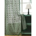 thumbnail image 4 of Sunyuer Green Boho Textured Tassel Sheer Lace Curtains, Chic Crochet Geometry Knitting Rod Pocket Window Drapes for Living Room Bedroom, 2 Panels, 63" L x 55" W, 4 of 7