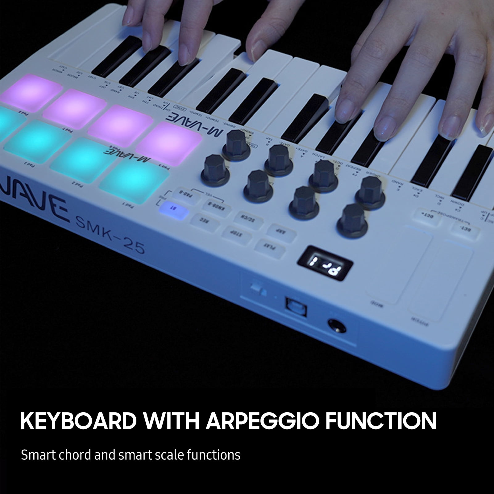 Nishore MIDI controller,Portable Usb Midi 25 Velocity Sensitive 25-key Midi Portable 8 Pads 8 Pads 8 Knobs With 25 Velocity Usb Midi With Velocity Sensitive 8 Dsfen Knobs Portable 25 Rusuo