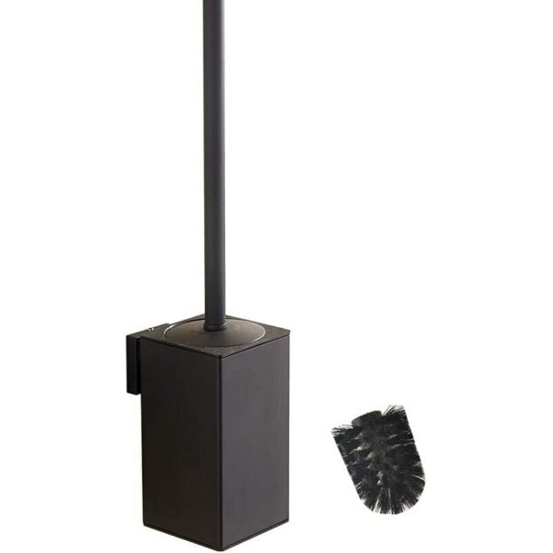 Portaescobillas para inodoro resistente a la oxidación, elegante acabado negro mate cuadrado para limpieza intensiva, soporte independiente de acero inoxidable con diseño compacto y fácil montaje