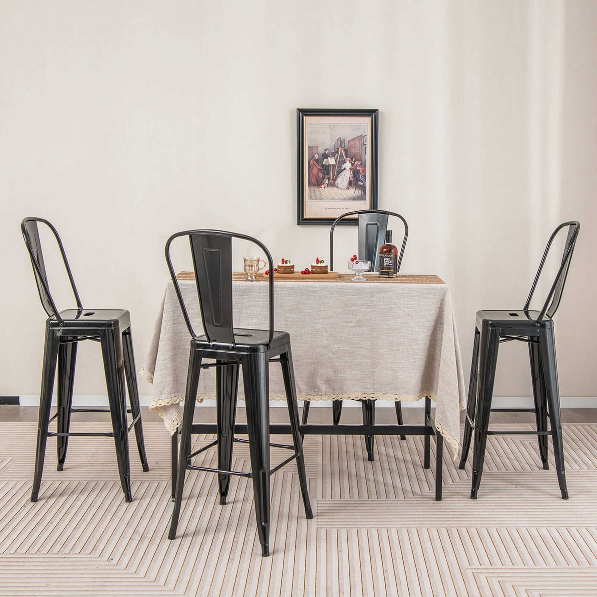 Costway Set of 4 Stackable Industrial Bar Stools, 30 Costway Set of 4 Stackable Industrial Bar Stools, 30