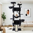 thumbnail image 2 of Allewie 81 Inches Multi-Level Tall Cat Tree for Large Cat, Cat Climbing Tree with Cat Condo and Hammock, Scratching Post, Wide Base, Blue, 2 of 7