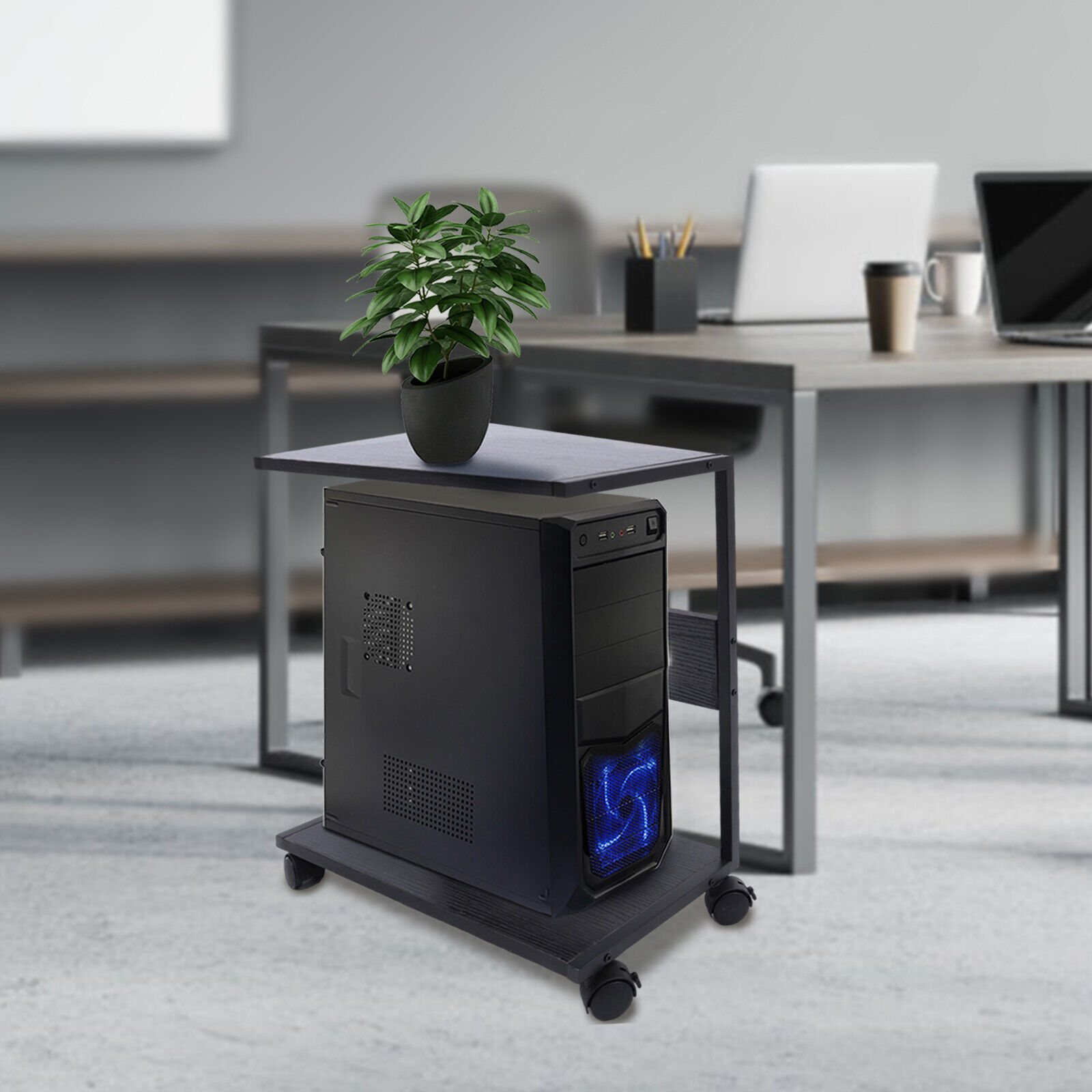 ZhdnBhnos 2Tier Computer Tower Stand Removable Metal PC Holder with