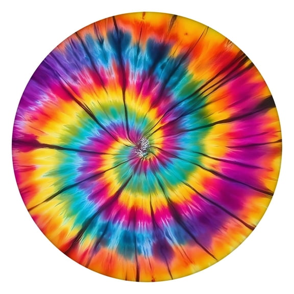 Colorful Rainbow Tie Dye Spiral Pattern Round Fitted Tablecloth with Elastic Edge,Dining Table Cover Waterproof,Outdoor Round Tablecloth for Camping,Dining,Indoor and Outdoor