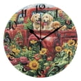 thumbnail image 4 of DEIARA Vegetable Truck Burgundy Butterfly Wall Clock 10in Silent Mechanism Battery Operated Retro Style for Living Room Bedroom and Kitchen Gold Pointer, 4 of 10