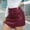 Wine, variant on Generic Women Summer Casual Skirt Fashion Trendy Skorts High Waisted PU Leather Elastic Waist Asymmetric Skort