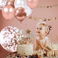 thumbnail image 6 of Rose Gold Confetti Latex Balloons, 50 White Metallic Gold Party Balloons With Rose Gold Ribbon, For Birthday Wedding Anniversary Bridal Party Decoration, 6 of 7