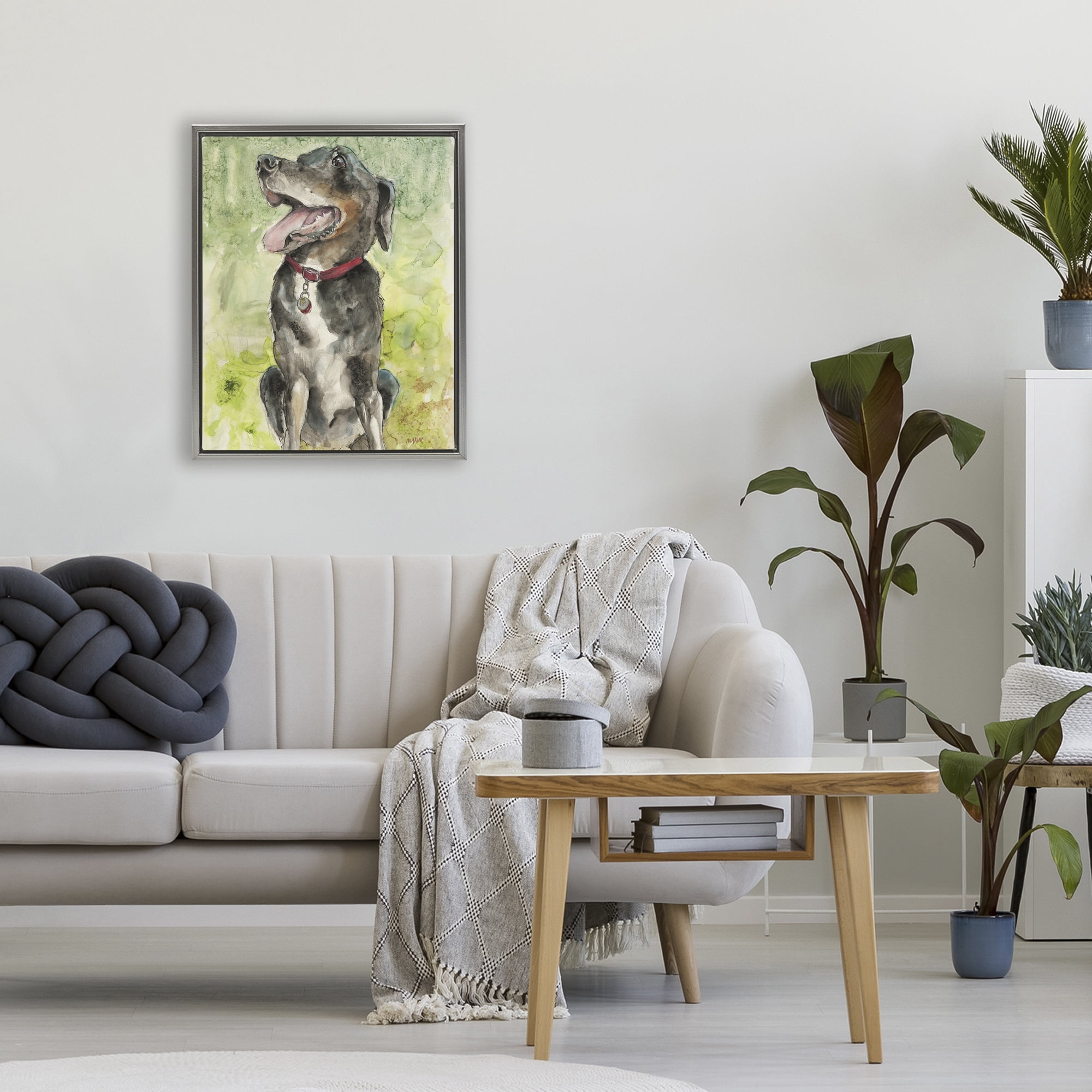 Stupell Industries A Dog's Happiness Gray Framed Floater Canvas Wall Art, design by Patti Mann
