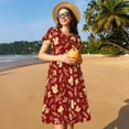 thumbnail image 4 of Fotbe Golden Squirrels Holiday Vestido Largo de Moda para Mujer, Vestido Tipo Camiseta con Manga Corta y Estilo Casual a Rayas y Bloques de Color, 4 of 6
