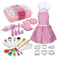 thumbnail image 1 of 11PCS Children Cooking and Baking Kit Cook Role Play Clothes Set Apron Chef Hat Utensils Cake Cutter Cupcake Moulds Gloves for Little Girls Present, 1 of 12