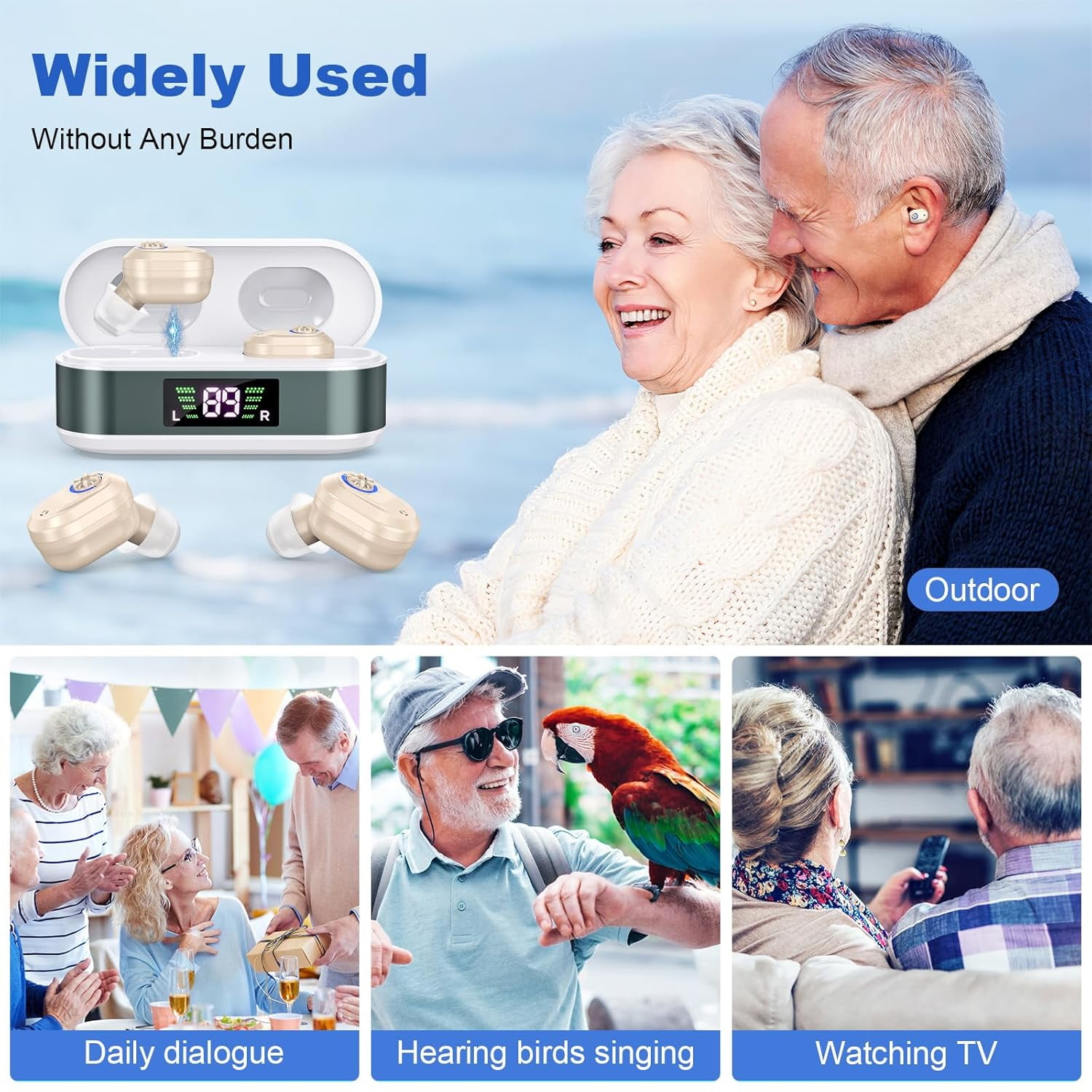 SUWU Hearing Aids for Seniors with digital Displays,Wireless Hearing Aids with Adjustable Volume,Invisible Hearing Amplifier with Noise Reduction with Large Capacity Battery Charging Case