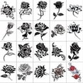 thumbnail image 3 of 50 piezas de tatuajes temporales de flores para mujeres, pegatinas de tatuajes de medio brazo, tatuajes de mariposas de calavera de flores rosas, para decoraciones para adultos, niñas y niños, 3 of 5