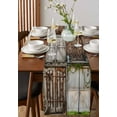 thumbnail image 4 of Brown Wooden Door Table Runner Cotton Linen 120 Inch Holiday Dresser Scarves, Vintage Farmhouse Wood Idyllic Tablerunner for Kitchen Coffee Dining Bedroom Living Room Dinner Scarf Décor 13''x120'', 4 of 9