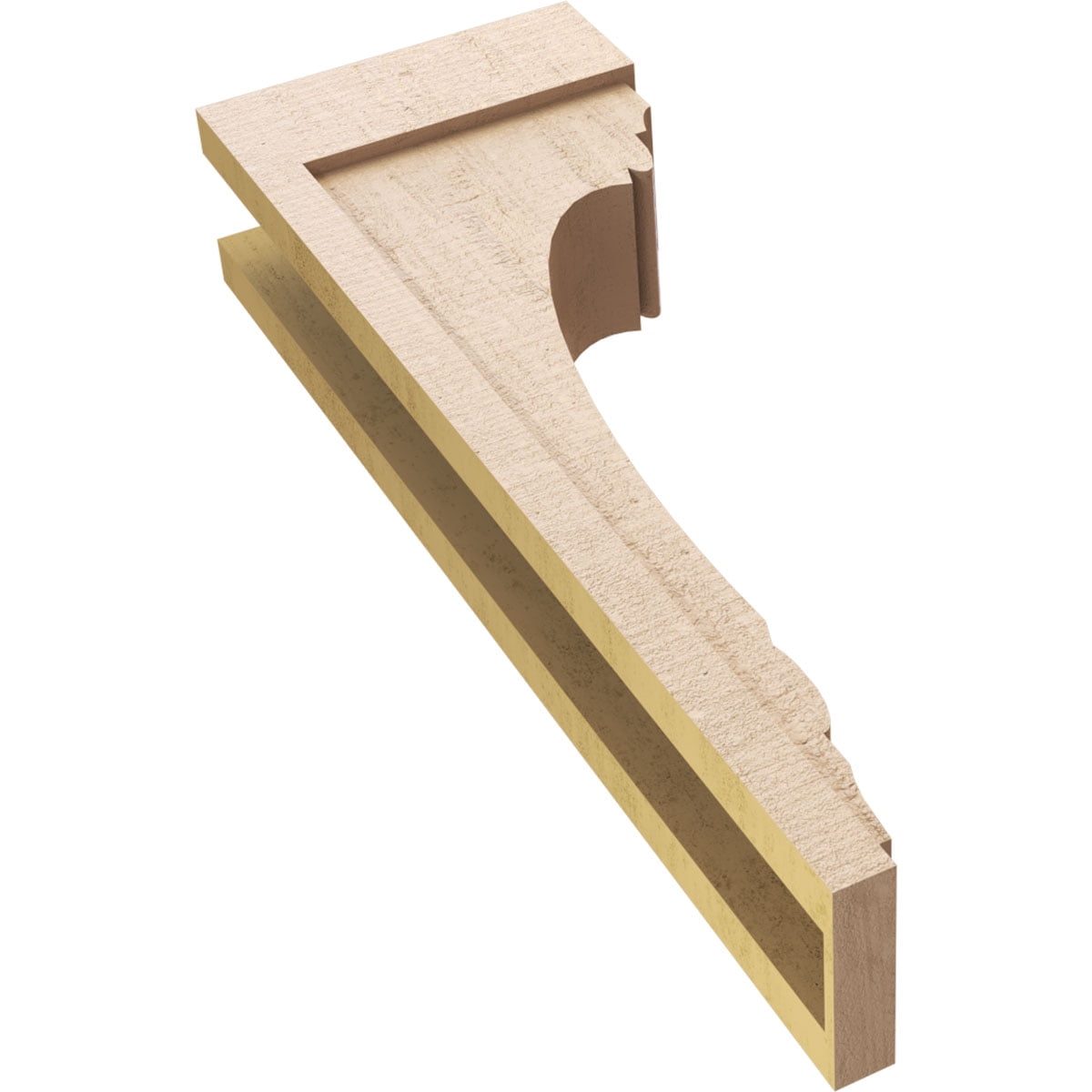 6"W x 12"D x 36"H Thin Warren Rough Cedar Woodgrain TimberThane Corbel, Primed Tan
