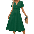 thumbnail image 3 of UVN Women Summer Dresses Short Sleeve V Neck A-Line Midi Dress Ladies Boho Beach Floral Print Sundress, 3 of 9