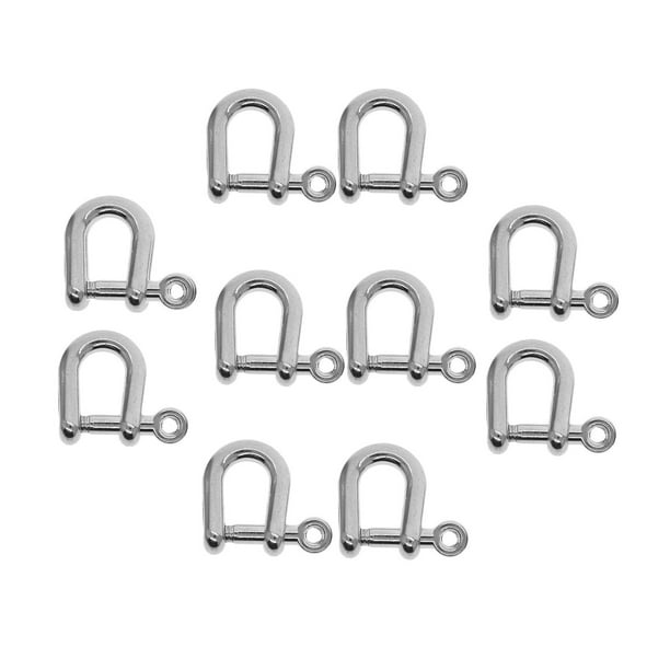 10 Uds hebillas de tornillo Pin llaveros tornillo en grillete anillos de Metal D Clips de pulsera para mochilas DIY reemplazo artesanal , plata