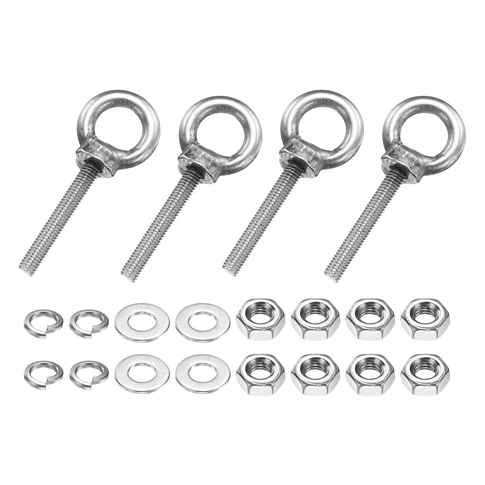 Uxcell M3 x 20mm Eye Bolt 4 Pcs 304 Stainless Steel Thread Lifting Ring Set Silver