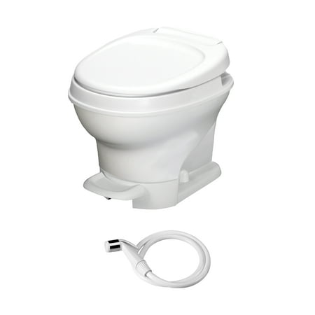 Aqua Magic V RV Toilet Pedal Flush with Hand Sprayer / Low Profile / White - Thetford