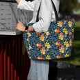 thumbnail image 7 of Xecao Blue Floral for versatile beach bag for women includes zipper pockets and waterproof material, ideal for vacations and adventures., 7 of 7