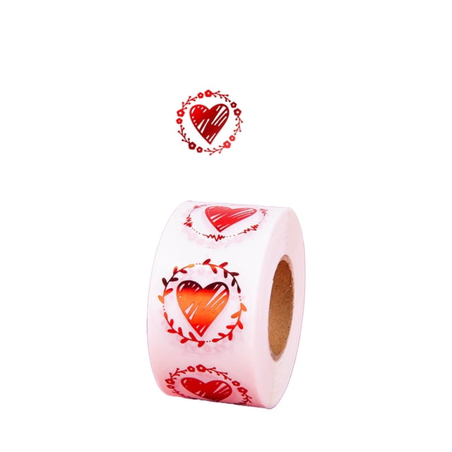 Valentine's Day Stickers Roll 1 in Heart Shape Waterproof Removable Labels for Crafts Envelopes Boxes Gift Tags Bags Wedding 500 PCS
