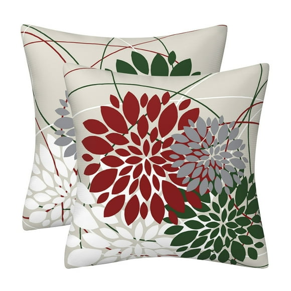Cojines decorativos de colores elegantes para exteriores, para el salón, el sofá o la cama, juego de 2 cojines cuadrados de lino con estampado floral moderno