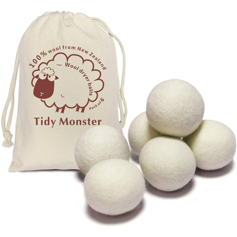 6 Pack All Natural Organic Wool Dryer Balls Xl Size Reusable Chemical Free Natural Fabric