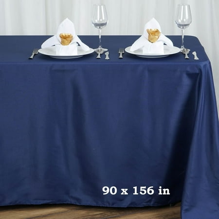 

TABLECLOTHSFACTORY Navy Blue 90X156 Polyester Rectangle Tablecloths.
