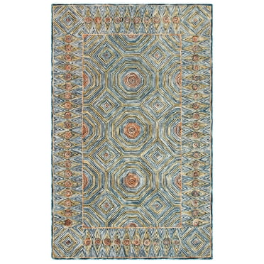 SAFAVIEH Micro-Loop Aleah Medallion Area Rug, Green/Blue, 4' x 6'