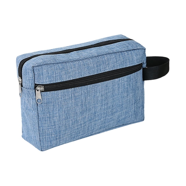 Double-Layer Fabric Travel Toiletry Bag - Sturdy, Spacious, with Handle/Hanging Rope, for Toiletries/Cosmetics/Stationery