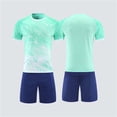 thumbnail image 6 of SERTG 2 PC Kids Soccer Uniform Set for 5-15 Years Boys Girls Quick Dry Breathable Short Sleeve Shirt and Elastic Waist Shorts Youth Football Training Sportswear Set, 6 of 6