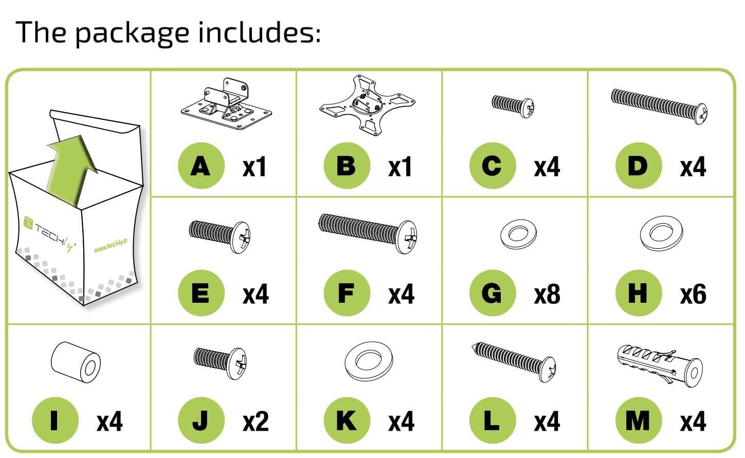 Techly Tilt & Swivel TV Wall Mount for 19" to 37" LCD/LED TVs VESA up to 200x200 mm, Holds up to 25 kg, Black