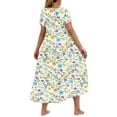 thumbnail image 6 of gljltg Women's Casual Flower Print Flowy Tiered Maxi Dress with Side Pockets, Polyester Spandex Lightweight Breathable Summer Winter, Beach Travel Work Party Outfit, Easy Care Washable, 6 of 6