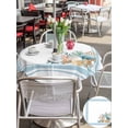 thumbnail image 5 of Outdoor Tablecloths with Umbrella Hole & Zipper, Blue Coastal Round Tablecloth 54 Inch, Nautical Starfish Eucalyptus Leaf Coral Striped Waterproof Table Cloth, Patio/Pool/Picnic Table Covers, 5 of 8