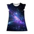 thumbnail image 4 of SWSTBBY Kids Summer Dress,Dress for Girls,Toddler Girls Dress Summer Ruffle Sleeve Starlit Sky Printed Sundress Outfit for Kids 4-14T, 4 of 5