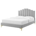 thumbnail image 1 of Platform Bed Frame, Queen Size, Velvet, Light Grey Gray, Modern Contemporary Urban Design, Bedroom Master Guest Suite, 1 of 10