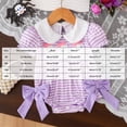thumbnail image 6 of mgoYE Baby Halloween Outfit Girl Ruffle Romper Short Sleeve Jumpsuit Smocked Bubble Outfit with Bow(Purple,6-12 Months), 6 of 7