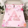thumbnail image 2 of Castle Fairy Monogrammed Letter 3pcs Twin Sheet Sets,Dreamy Princess Twin Fitted Sheet,Flower Butterfly Breathable Flat Sheet,Microfiber Girls Bedroom Decor, 2 of 7