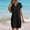 Black, variant on Womens Dress Summer Casual Midi Short Sleeve Button Down Shirt Dresses Loose Beach Dress Minimalist solid Navy XXL