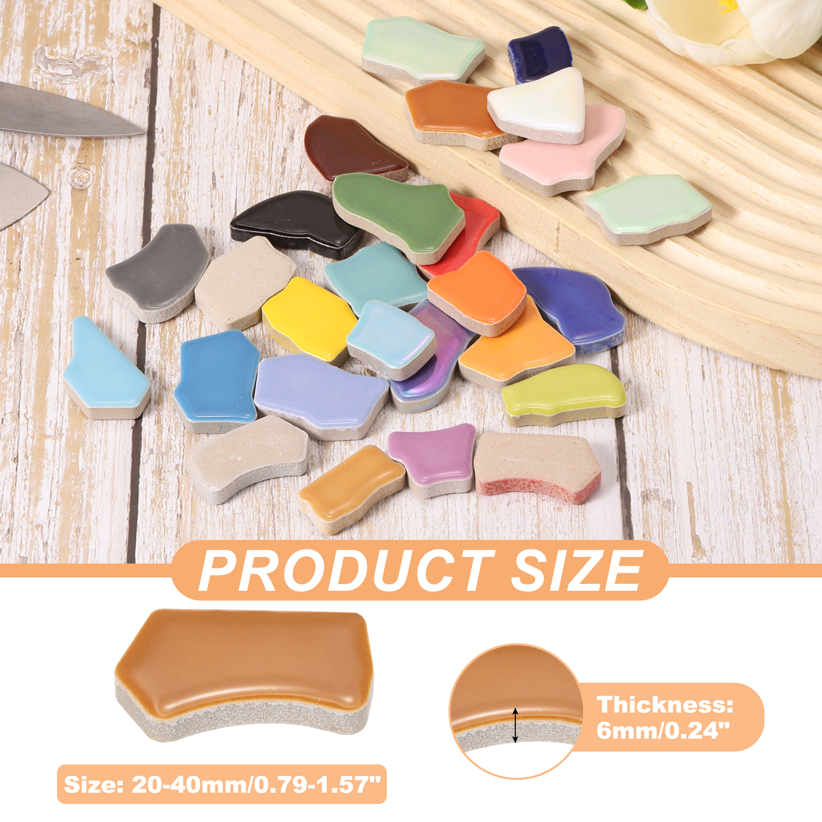 Uxcell 500g/1.1LB Irregular Ceramics Mosaic Tiles, 0.79"-1.57" Mosaic Stained Tile Broken Porcelain Pieces Stones Bulk for DIY Craft Making Vases Home Decoration, Dark Brown