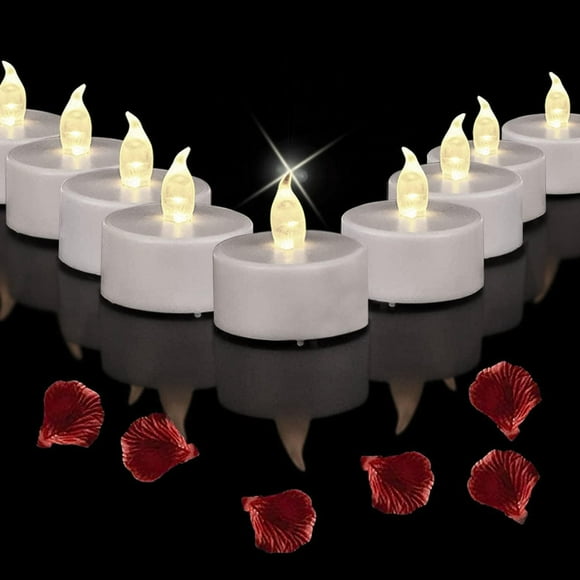 Velas de té LED Mookray, 50 unidades, parpadeantes, que funcionan con pilas